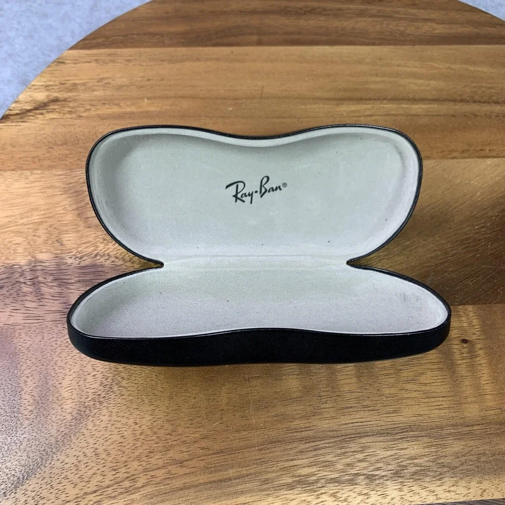 Ray-Ban‎ Black Leather Hard Shell Eyeglasses Sunglasses Case Clamshell Lined OEM